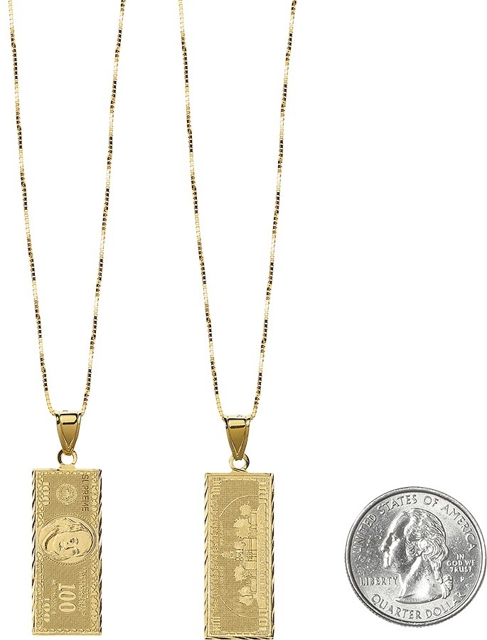 100 Dollar Bill Gold Pendant